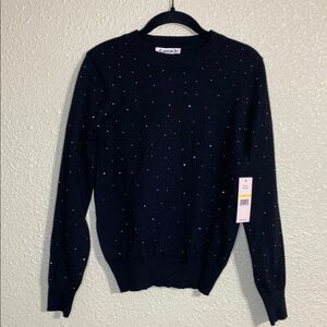 NWT Nanette Lepore Black Sweater with Rhinestones Size S